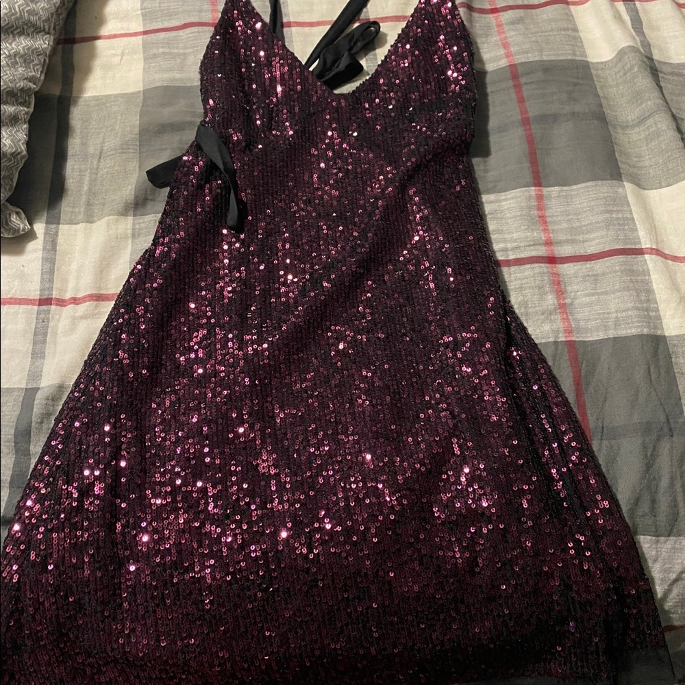 Free People All Over Sequin Slip Dress size small - Purple